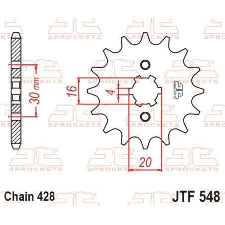 JT SPROCKETS Ritzel Stahl Teilung 428 für YAMAHA TTR 125, BETA EVO 80 2T SENIOR, RE 125 und RIEJU MARATHON PRO 125 SM, TANGO 125