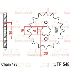 Piñón de acero JT SPROCKETS paso 428 para YAMAHA TTR 125, BETA EVO 80 2T SENIOR, RE 125 y RIEJU MARATHON PRO 125 SM, TANGO 125