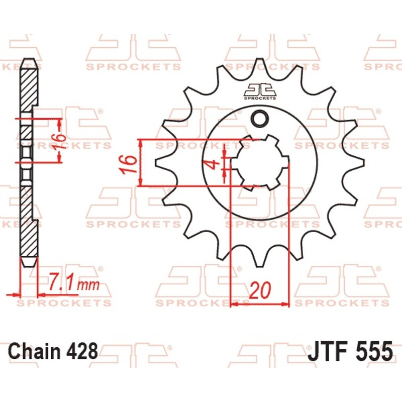 JT SPROCKETS Ritzel Stahl Teilung 428 für KAWASAKI KX 100, KX 65, KX 80, KX 85 und SUZUKI RM 100, RM 65 1976-2019