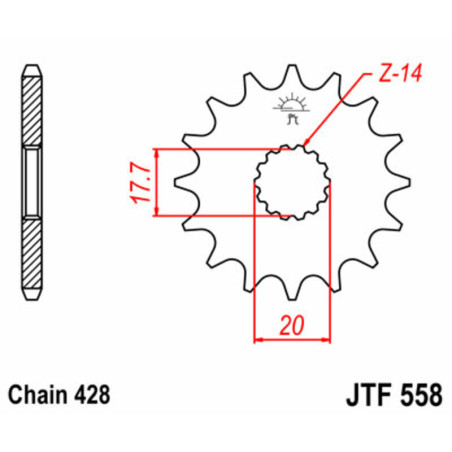 JT SPROCKETS steel front sprocket 428 pitch for YAMAHA DT 125, DT 125 RE, TDR 125, TZR 125, YZ 85 1988-2027