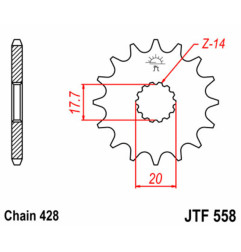 Pignon acier JT SPROCKETS pas 428 pour YAMAHA DT 125, DT 125 RE, TDR 125, TZR 125, YZ 85 de 1988 à 2027