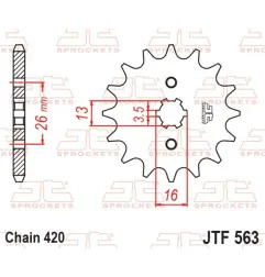 JT SPROCKETS steel front sprocket 420 pitch for SUZUKI JR 50, LT 50 QUADRUNNER 2WD, TS 50 XK and YAMAHA DT 50 MX, TY 50, TY 50 M