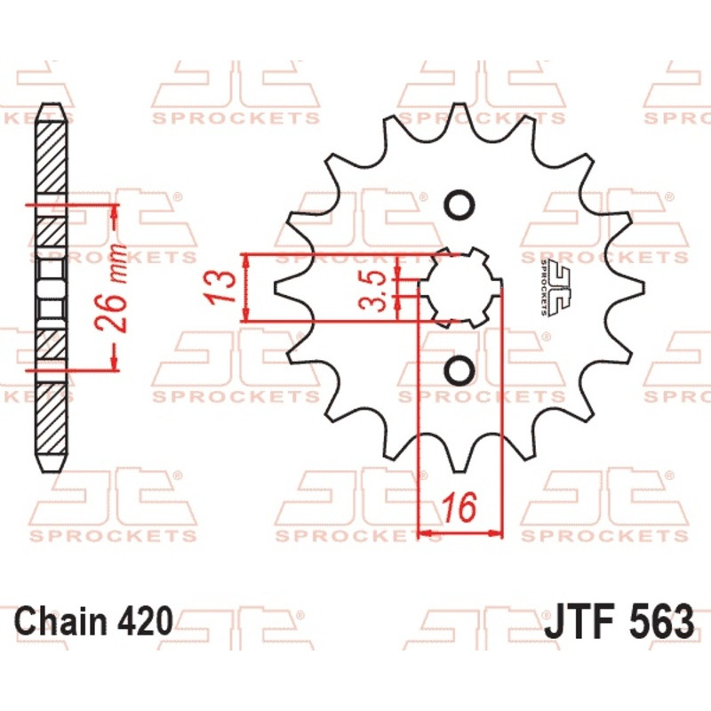 JT SPROCKETS steel front sprocket 420 pitch for SUZUKI JR 50, LT 50 QUADRUNNER 2WD, TS 50 XK and YAMAHA DT 50 MX, TY 50, TY 50 M