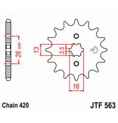 JT SPROCKETS steel front sprocket 420 pitch for SUZUKI JR 50, LT 50 QUADRUNNER 2WD, TS 50 XK and YAMAHA DT 50 MX, TY 50, TY 50 M