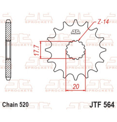 JT SPROCKETS Ritzel Stahl Teilung 520 für YAMAHA DT 200, YZ 125, GAS GAS EC 125, MC 125 und SCORPA SY 250, SYF 250 1987-2015