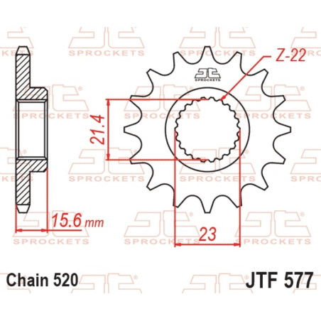 JT SPROCKETS Ritzel Stahl Teilung 520 für YAMAHA TT 600, TT 600 RE, XT 600, XT 600 Z TENERE, XTZ 660 TENERE 1987-2004