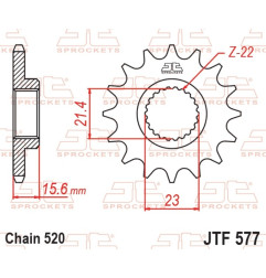 JT SPROCKETS Ritzel Stahl Teilung 520 für YAMAHA TT 600, TT 600 RE, XT 600, XT 600 Z TENERE, XTZ 660 TENERE 1987-2004