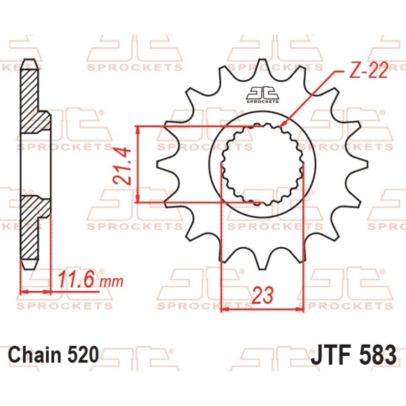 Piñón de acero JT SPROCKETS 13 dientes, paso 520 para YAMAHA TTR 250 de 1994 a 2006