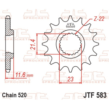 Piñón de acero JT SPROCKETS 13 dientes, paso 520 para YAMAHA TTR 250 de 1994 a 2006