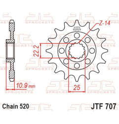 JT SPROCKETS steel front sprocket 15T, 520 pitch for APRILIA MXV 450, RXV 450, RXV 550, SXV 450, SXV 550 2005-2017
