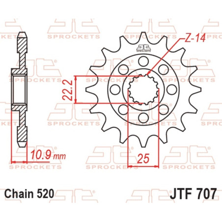 JT SPROCKETS steel front sprocket 15T, 520 pitch for APRILIA MXV 450, RXV 450, RXV 550, SXV 450, SXV 550 2005-2017