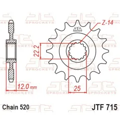 Pignon acier JT SPROCKETS pas 520 pour GAS GAS EC 200, EC 250, EC 300, MC 250, WILD HP 450 et VOR SM 450 de 1998 à 2020