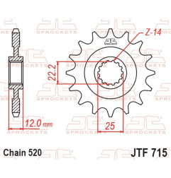 Piñón de acero JT SPROCKETS paso 520 para GAS GAS EC 200, EC 250, EC 300, MC 250, WILD HP 450 y VOR SM 450 de 1998 a 2020