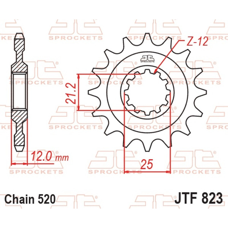 Pignon acier JT SPROCKETS pas 520 pour HUSABERG FE 400, FE 501, FE 650, FS 650 et HUSQVARNA CR 240, WR 240, WR 250, WR 400