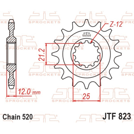 Pignon acier JT SPROCKETS pas 520 pour HUSABERG FE 400, FE 501, FE 650, FS 650 et HUSQVARNA CR 240, WR 240, WR 250, WR 400