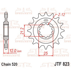 Pignon acier JT SPROCKETS pas 520 pour HUSABERG FE 400, FE 501, FE 650, FS 650 et HUSQVARNA CR 240, WR 240, WR 250, WR 400