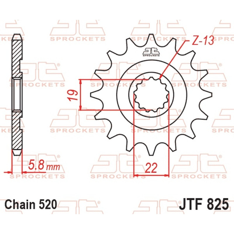 JT SPROCKETS Ritzel Stahl 13 Zähne, Teilung 520 für TM RACING EN 300, ENF 250 und HUSQVARNA TC 250, TE 250 I.E 4T 2009-2027