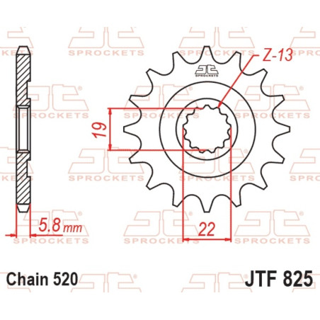 JT SPROCKETS Ritzel Stahl 13 Zähne, Teilung 520 für TM RACING EN 300, ENF 250 und HUSQVARNA TC 250, TE 250 I.E 4T 2009-2027
