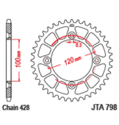 JT SPROCKETS Kettenrad Alu 52 Zähne, Teilung 428 für YAMAHA YZ 85 2002-2027