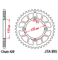 Couronne alu JT SPROCKETS 47 dents, pas 428 pour KTM SX 85, HUSQVARNA TC 85 et GAS GAS MC 85 de 2004 à 2025