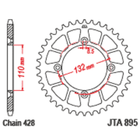 JT SPROCKETS Kettenrad Alu 47 Zähne, Teilung 428 für KTM SX 85, HUSQVARNA TC 85 und GAS GAS MC 85 2004-2025
