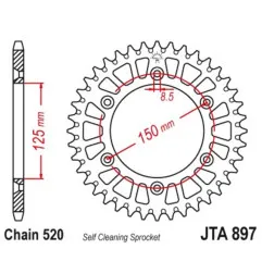 JT SPROCKETS aluminium rear sprocket 520 pitch for KTM EXC 250, HUSQVARNA TC 250, HUSABERG FE 501 and GAS GAS EC 250 1984-2027