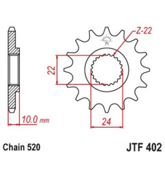 JT SPROCKETS Ritzel Stahl 16 Zähne, Teilung 520 für APRILIA PEGASO 650 und HUSQVARNA TR 650 STRADA ABS 1985-2014