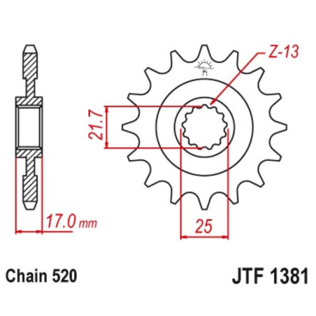 JT SPROCKETS Ritzel Stahl Teilung 520 für HONDA CMX 500 A REBEL ABS, NX 500 und SUZUKI DR 250 S 1988-2025
