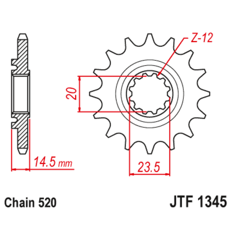 Pignon acier JT SPROCKETS 13 dents, pas 520 pour HONDA CRF 450 L de 2019 à 2021