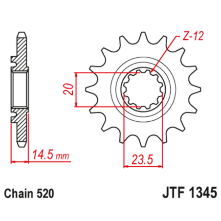 Pignon acier JT SPROCKETS 13 dents, pas 520 pour HONDA CRF 450 L de 2019 à 2021