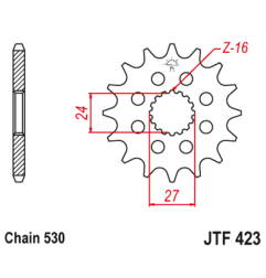 JT SPROCKETS Ritzel Stahl Teilung 530 für KAWASAKI KX 125 1994-1997 - JTF423.1