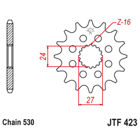 JT SPROCKETS Ritzel Stahl Teilung 530 für KAWASAKI KX 125 1994-1997 - JTF423.1