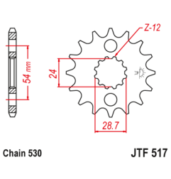Pignon acier JT SPROCKETS 17 dents, pas 530 pour KAWASAKI KMX 125 de 2002