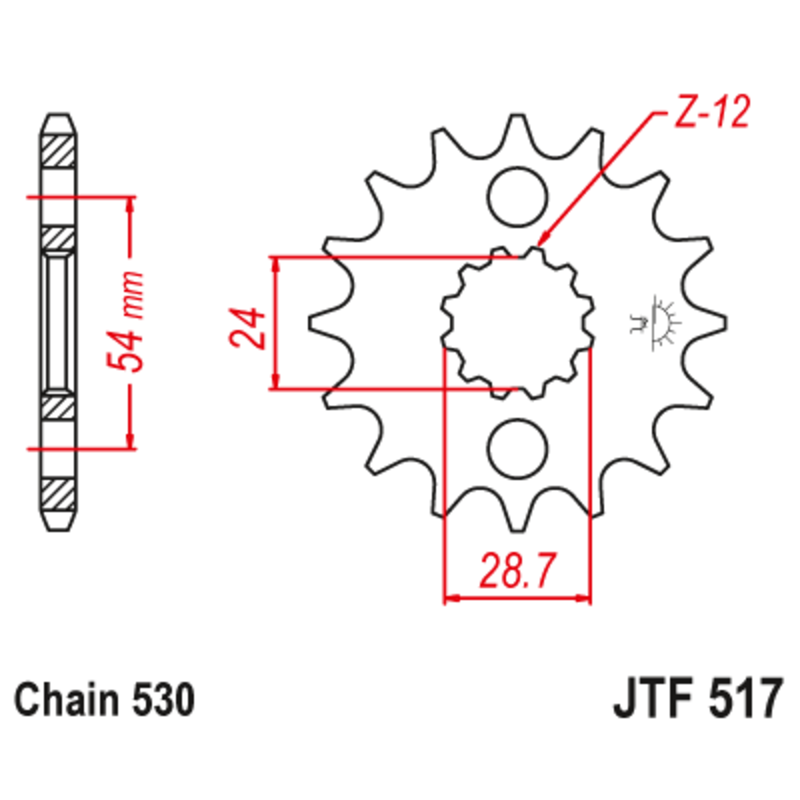 JT SPROCKETS Ritzel Stahl 17 Zähne, Teilung 530 für KAWASAKI KMX 125 2002