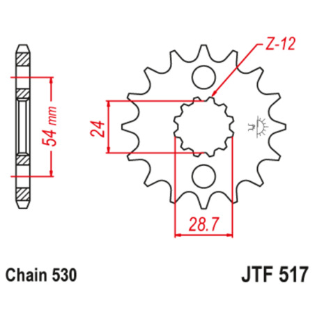 Pignon acier JT SPROCKETS 17 dents, pas 530 pour KAWASAKI KMX 125 de 2002