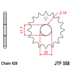 JT SPROCKETS Ritzel Stahl 16 Zähne, Teilung 428 für YAMAHA DT 125, DT 125 RE, TDR 125, TZR 125, YZ 85 1988-2027