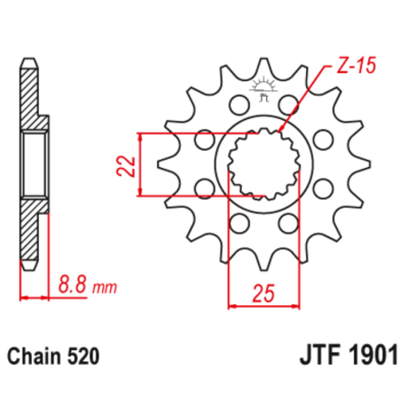 JT SPROCKETS steel front sprocket 13T, 520 pitch for KTM SX 125, BETA RR 250, HUSQVARNA TC 250 and GAS GAS EC 250 1983-2027