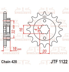 JT SPROCKETS Ritzel Stahl 14 Zähne, Teilung 428 für FANTIC XEF 125, XMF 125 und BETA RR 125 2021-2024