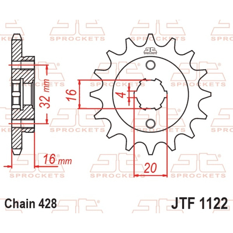 JT SPROCKETS steel front sprocket 14T, 428 pitch for FANTIC XEF 125, XMF 125 and BETA RR 125 2021-2024 JT SPROCKETS steel front sprocket 14T, 428 pitch for FANTIC XEF 125, XMF 125 and BETA RR 125 2021-2024