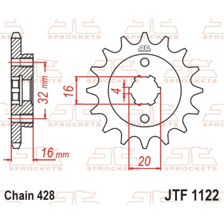 JT SPROCKETS Ritzel Stahl 14 Zähne, Teilung 428 für FANTIC XEF 125, XMF 125 und BETA RR 125 2021-2024