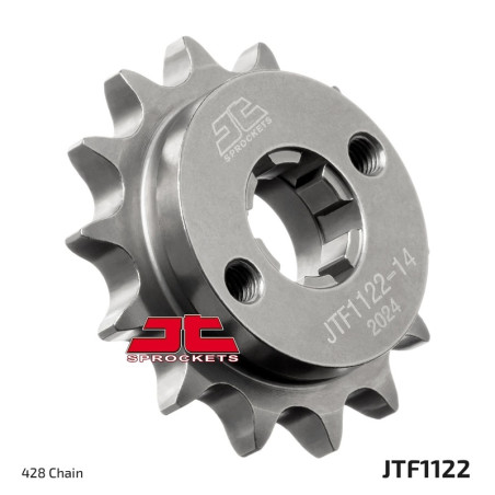 Piñón de acero JT SPROCKETS 14 dientes, paso 428 para FANTIC XEF 125, XMF 125 y BETA RR 125 de 2021 a 2024
