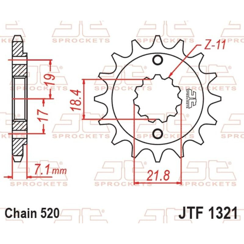 JT SPROCKETS steel front sprocket 14T, 520 pitch for HONDA CRF 250 L ABS, CRF 300 L, NX 250, NX 250 2, XR 250 1988-2026