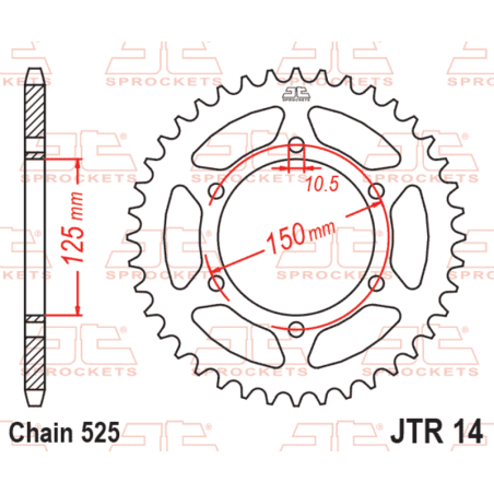 JT SPROCKETS Kettenrad Stahl Teilung 525 für BENELLI TRK 502 X 2018-2025
