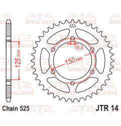Couronne acier JT SPROCKETS pas 525 pour BENELLI TRK 502 X de 2018 à 2025