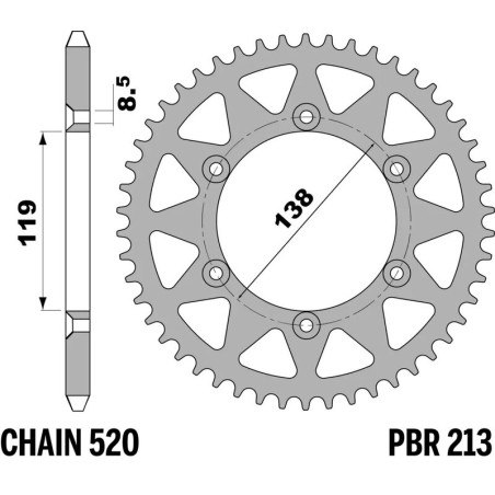 PBR steel rear sprocket 520 pitch for HUSABERG FE 350, FE 400 1996-1999