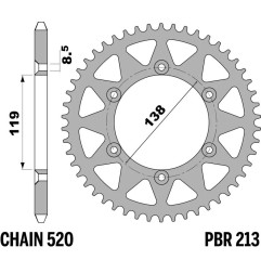 Corona de acero PBR paso 520 para HUSABERG FE 350, FE 400 de 1996 a 1999