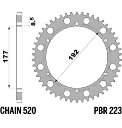 PBR steel rear sprocket 520 pitch for HUSQVARNA WR 240, WR 250, WR 400 1977-1989