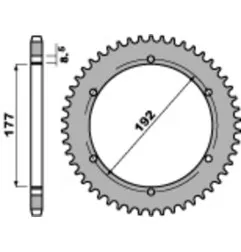 Couronne acier PBR pas 520 pour HUSQVARNA WR 240, WR 250, WR 400 de 1977 à 1989
