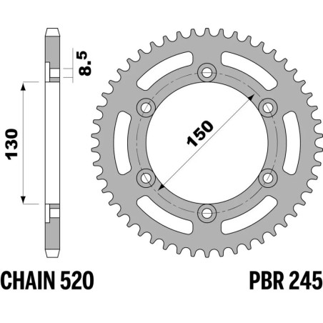 Couronne acier PBR pas 520 pour HONDA XL 500, XR 200 de 1982 à 2000