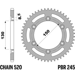 PBR steel rear sprocket 520 pitch for HONDA XL 500, XR 200 1982-2000